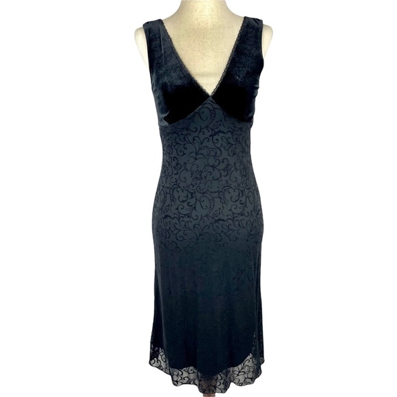 Vintage Dresses & Skirts - Vintage 90s Crushed Velvet Midi Dress